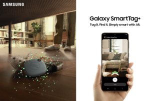 Samsung Galaxy Smarttag+ met een smartphone