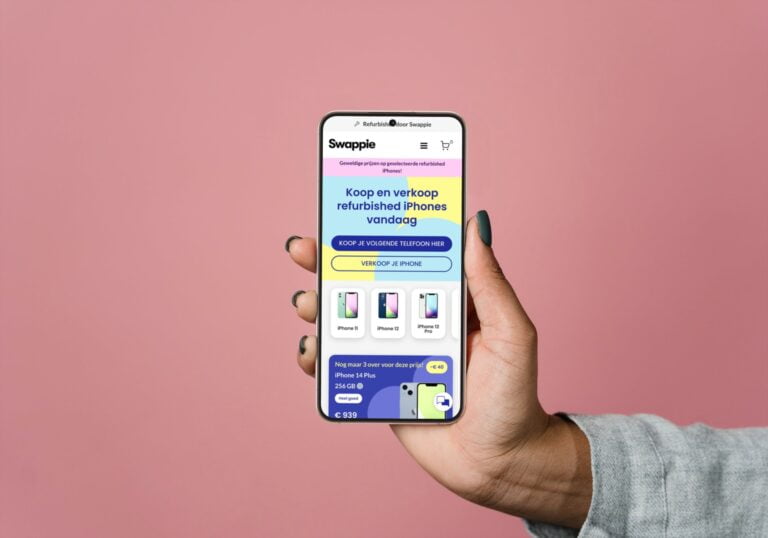 website van swappie op een smartphone
