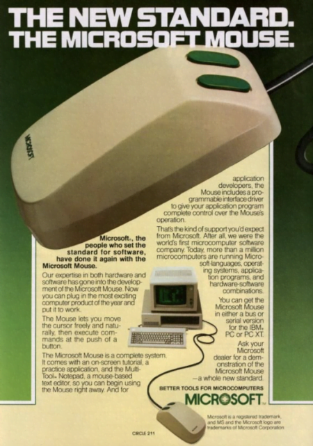 Muis advertentie uit 1983 van Microsoft