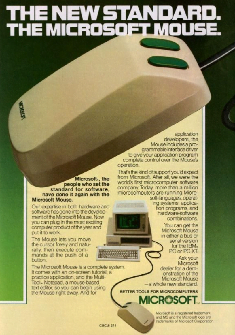 Muis advertentie uit 1983 van Microsoft