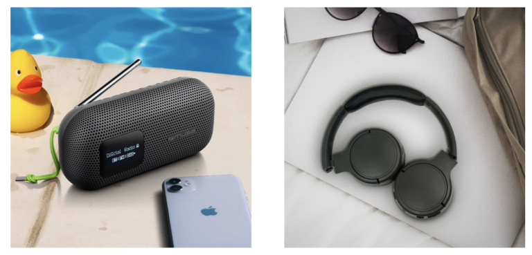 Gizmo Retail breidt assortiment uit met nieuwe producten Soundmaster, Teesa en Muse A bluetooth speaker of Muse at a pool and a headset