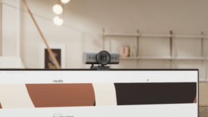 Webcam Logitech on top of a screen