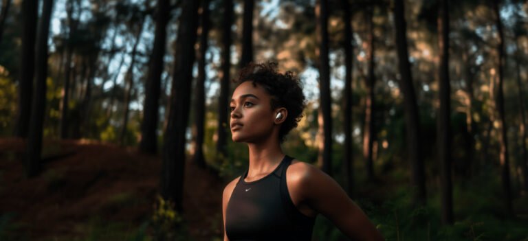 Female with a breggz wearables in her ear