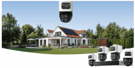 Eufy camera animatie tekening rondom huis